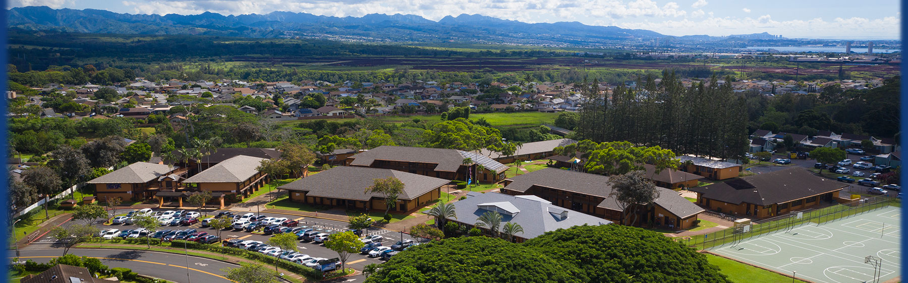 Mililani Uka Elementary campus with the Ko'olau ridges behind